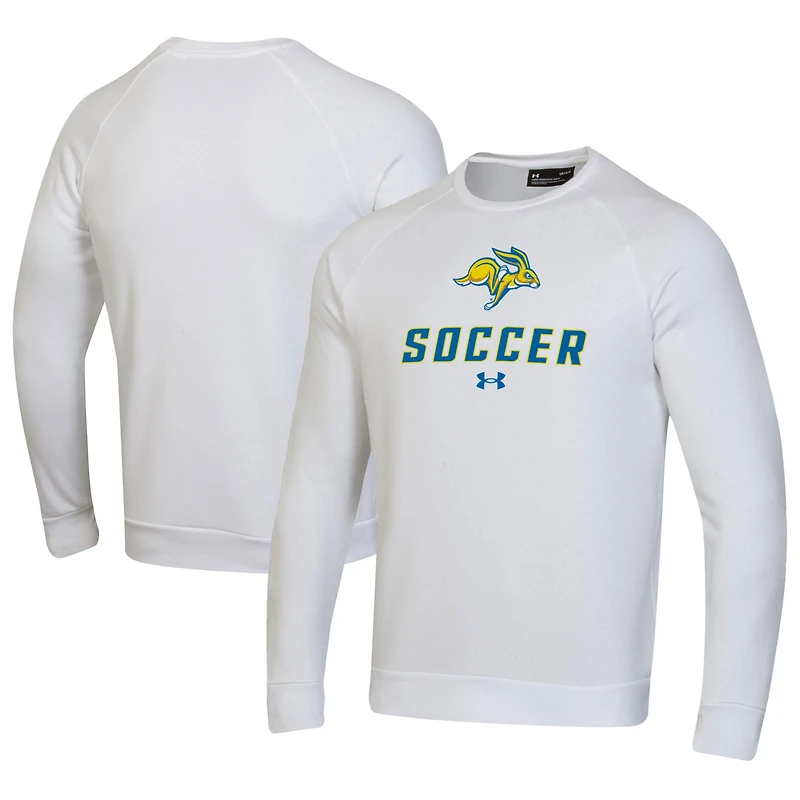 Men's Under Armour White South Dakota State Jackrabbits Soccer Rival Fleece Raglan Pullover Sweatshirt