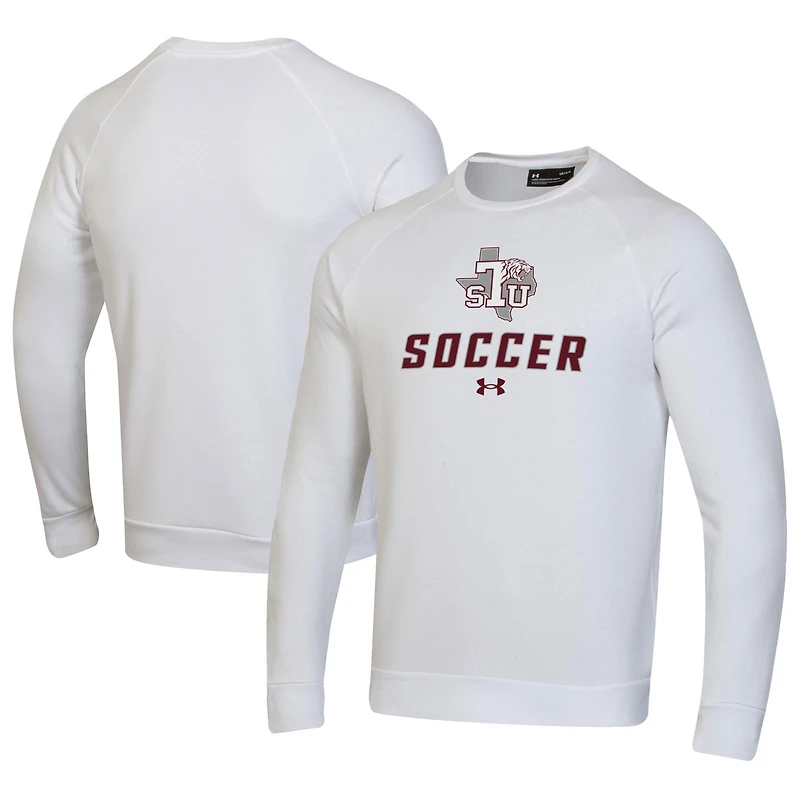 Men's Under Armour White Texas Southern Tigers Soccer Rival Fleece Raglan Pullover Sweatshirt