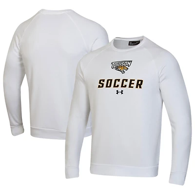 Men's Under Armour White Towson Tigers Soccer Rival Fleece Raglan Pullover Sweatshirt