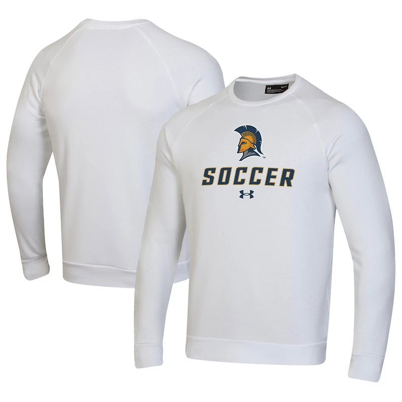 Men's Under Armour White UNCG Spartans Soccer Rival Fleece Raglan Pullover Sweatshirt