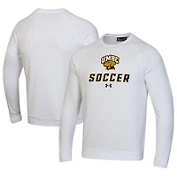 Men's Under Armour White University of Maryland Baltimore Soccer Rival Fleece Raglan Pullover Sweatshirt
