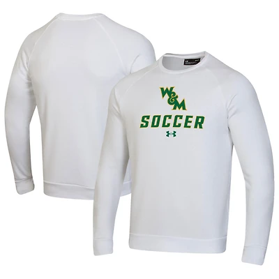 Men's Under Armour White William & Mary Tribe Soccer Rival Fleece Raglan Pullover Sweatshirt