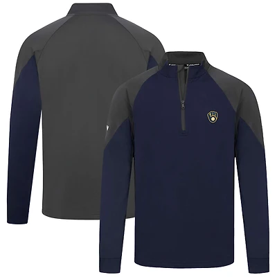 Men's Levelwear Navy Milwaukee Brewers Cadet Insignia 2.0 Raglan Quarter-Zip Jacket