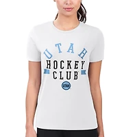 Women's G-III 4Her by Carl Banks White Utah Mammoth Super-Slim Fit Lightweight City Graphic T-Shirt