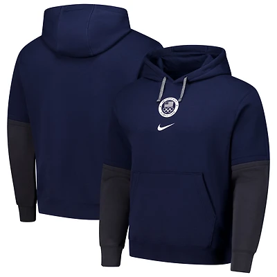 Men's Nike Navy Team USA Club Color Block Pullover Hoodie