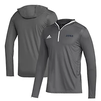 Men's adidas Gray UTSA Roadrunners Team Long Sleeve Quarter-Zip Hoodie T-Shirt