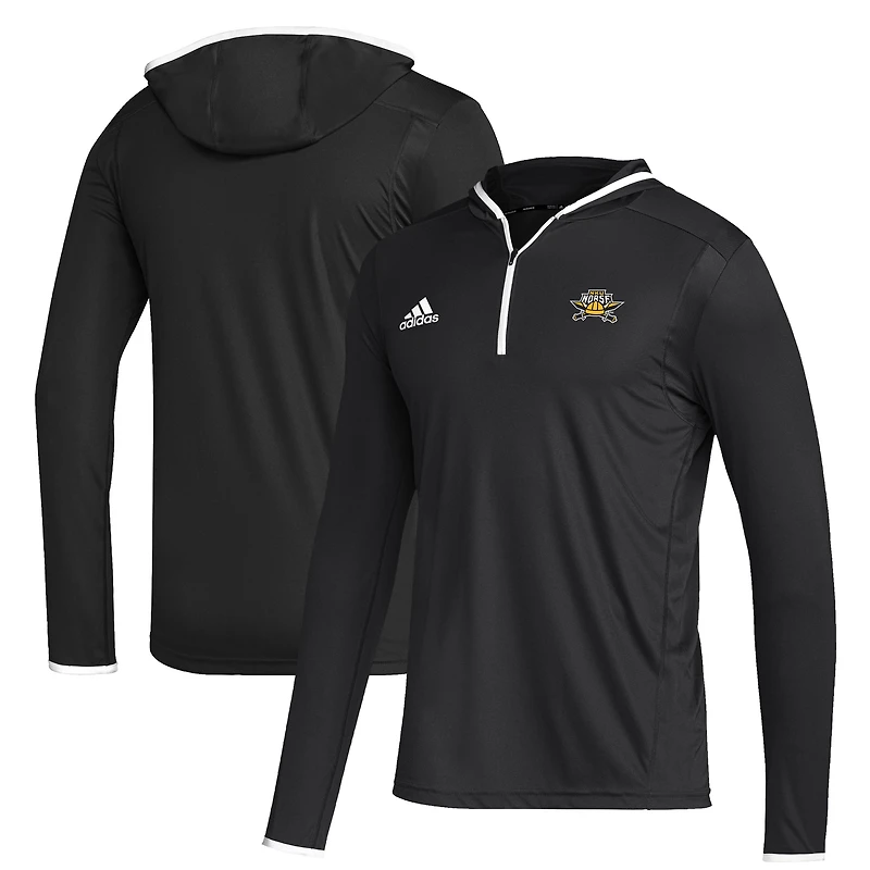 Men's adidas Black Northern Kentucky University Norse Team Long Sleeve Quarter-Zip Hoodie T-Shirt