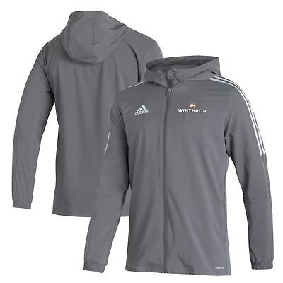 Men's adidas Gray Winthrop Eagles Tiro 21 AEROREADY Full-Zip Hoodie Windbreaker Jacket