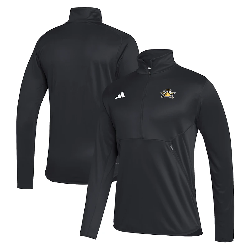 Men's adidas Black Northern Kentucky University Norse Stadium AEROREADY Half-Zip Jacket