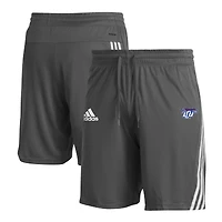 Men's adidas Gray Lubbock Christian Chaparral 3-Stripe AEROREADY Knit Shorts