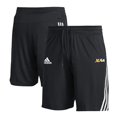 Men's adidas Black Xavier University of Louisiana Gold Rush 3-Stripe AEROREADY Knit Shorts