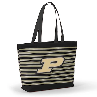 Women's Black Purdue Boilermakers Wavy Striped Tatum Tote Bag
