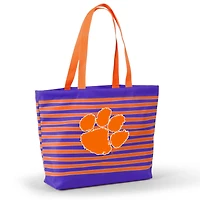 Women's Purple Clemson Tigers Wavy Striped Tatum Tote Bag