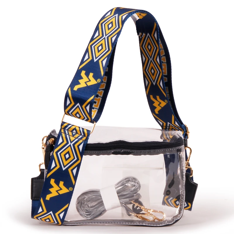 Women's West Virginia Mountaineers Hailey Clear Purse with Logo Strap