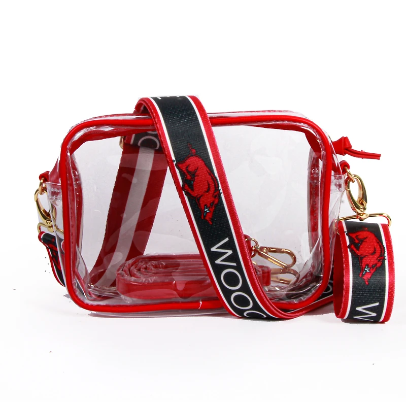Women's Arkansas Razorbacks Hailey Clear Purse with Logo Strap