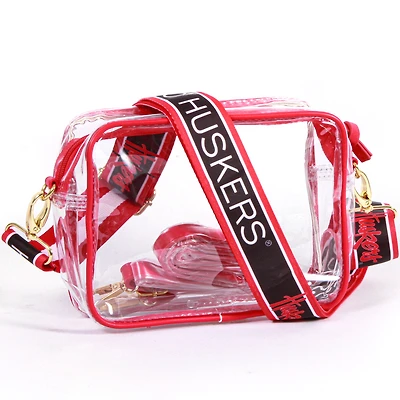 Women's Nebraska Huskers Hailey Clear Purse with Logo Strap