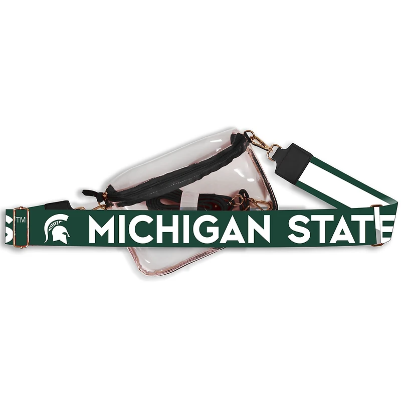 Women's Michigan State Spartans Hailey Clear Purse with Logo Strap