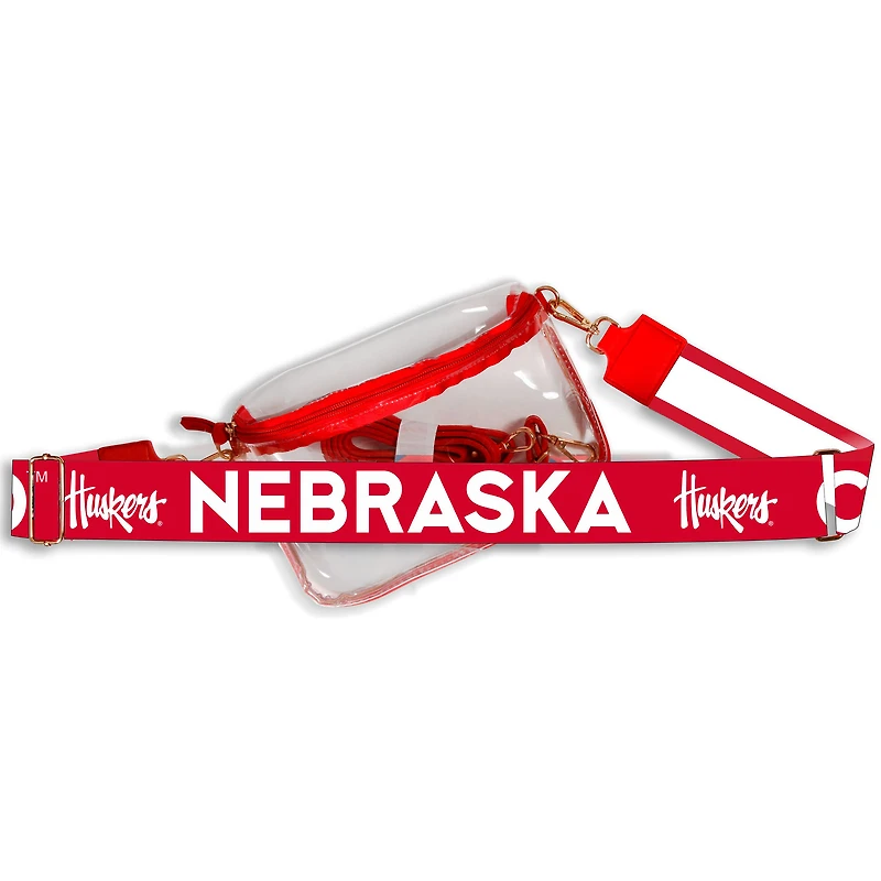Women's Nebraska Huskers Hailey Clear Purse with Logo Strap