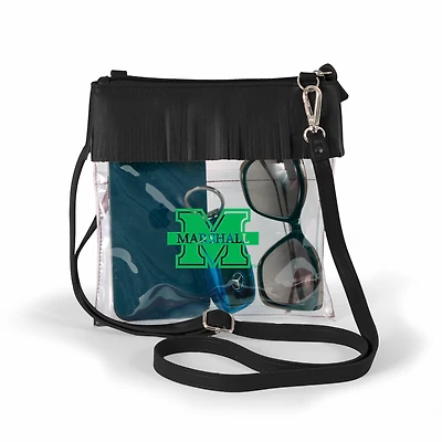 Women's Black Marshall Thundering Herd Judyann Clear Crossbody with Fringe