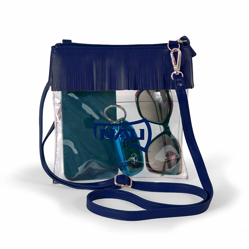 Women's Navy Northern Arizona Lumberjacks Judyann Clear Crossbody with Fringe