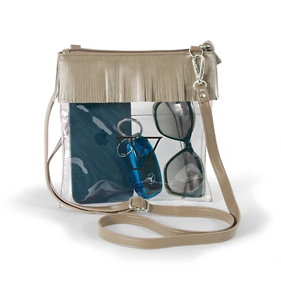 Women's Gold Vanderbilt Commodores Judyann Clear Crossbody with Fringe