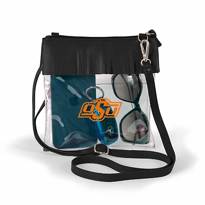 Women's Black Oklahoma State Cowboys Judyann Clear Crossbody with Fringe