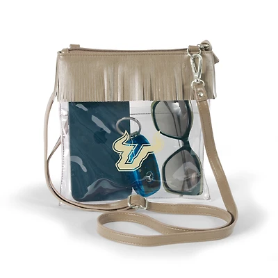 Women's Gold South Florida Bulls Judyann Clear Crossbody with Fringe