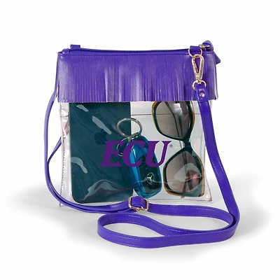 Women's Purple ECU Pirates Judyann Clear Crossbody with Fringe