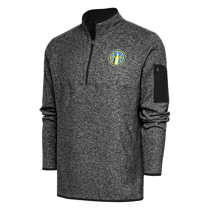 Men's Antigua Heather Black Chicago Sky Fortune Quarter-Zip Jacket