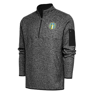Men's Antigua Heather Black Chicago Sky Fortune Quarter-Zip Jacket