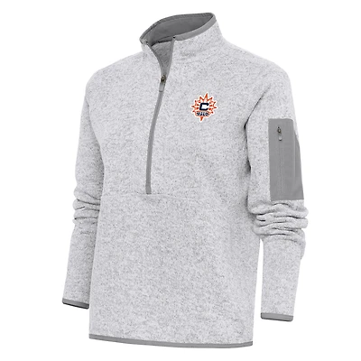 Women's Antigua Heather Gray Connecticut Sun Fortune Half-Zip Jacket