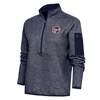 Women's Antigua Heather Navy Indiana Fever Fortune Half-Zip Jacket