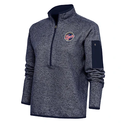 Women's Antigua Heather Navy Indiana Fever Fortune Half-Zip Jacket