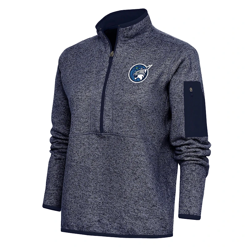 Women's Antigua Heather Navy Minnesota Lynx Fortune Half-Zip Jacket