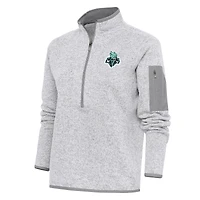 Women's Antigua Heather Gray New York Liberty Fortune Half-Zip Jacket