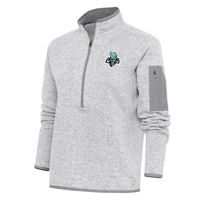 Women's Antigua Heather Gray New York Liberty Fortune Half-Zip Jacket