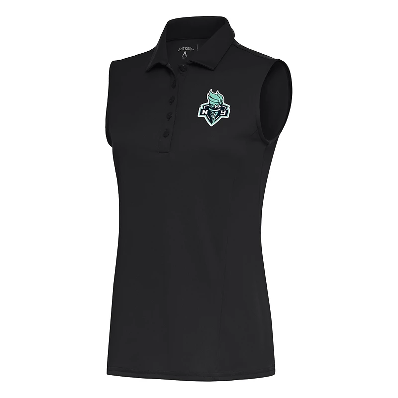 Women's Antigua Charcoal New York Liberty Tribute Sleeveless Polo