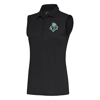 Women's Antigua Charcoal New York Liberty Tribute Sleeveless Polo