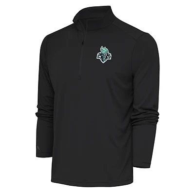 Men's Antigua Charcoal New York Liberty Tribute Quarter-Zip Jacket
