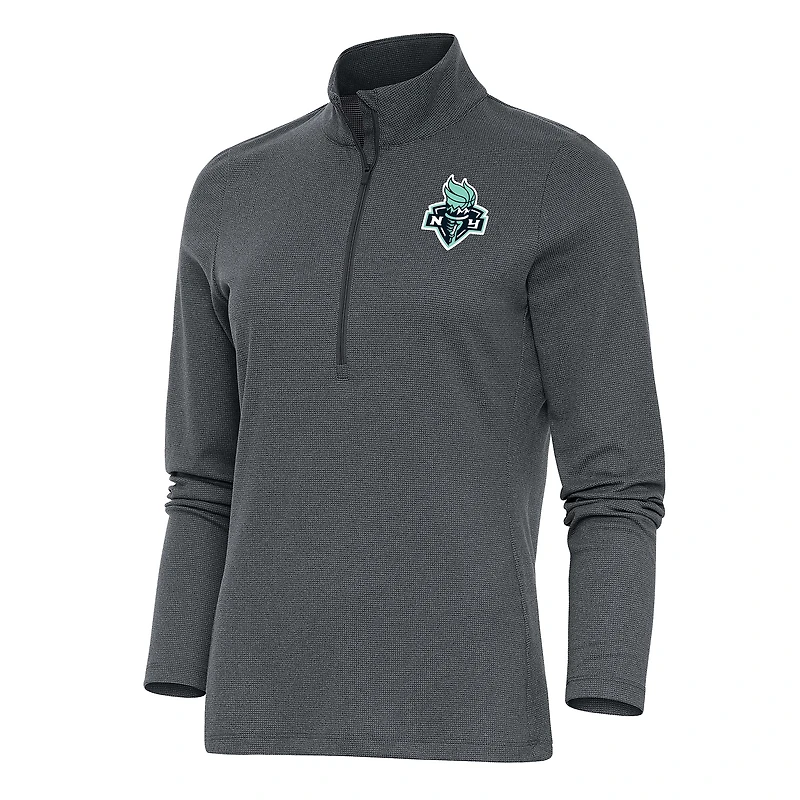 Women's Antigua Heather Charcoal New York Liberty Epic Half-Zip Jacket