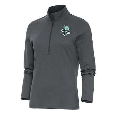 Women's Antigua Heather Charcoal New York Liberty Epic Half-Zip Jacket