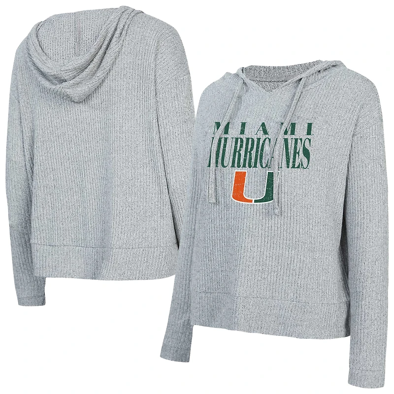 Women's Concepts Sport Grey Miami Hurricanes Juniper Soft Modest Cropped Long Sleeve Hoodie Top