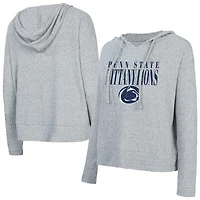 Women's Concepts Sport Heather Gray Penn State Nittany Lions Juniper Soft Modest Cropped Long Sleeve Hoodie Top