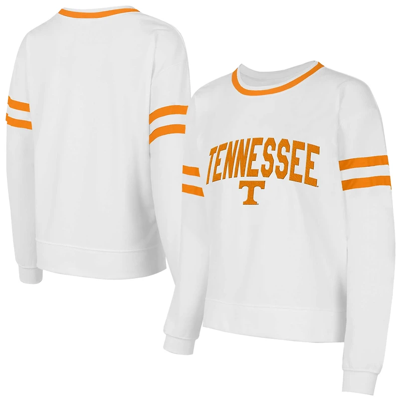Women's Concepts Sport  White Tennessee Volunteers Borough French Terry Arch Over Long Sleeve Top