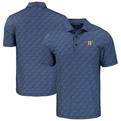 Men's Cutter & Buck Navy Houston Astros Pike Eco Pebble Print Stretch Recycled Polo