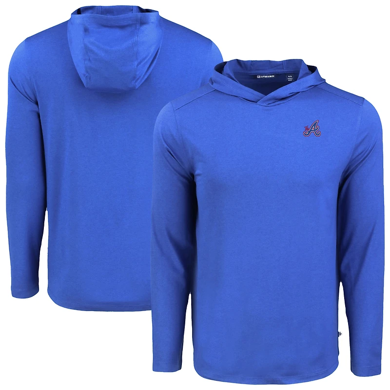 Men's Cutter & Buck Atlanta Braves Coastline Epic Comfort Recycled Eco Hoodie Long Sleeve T-Shirt