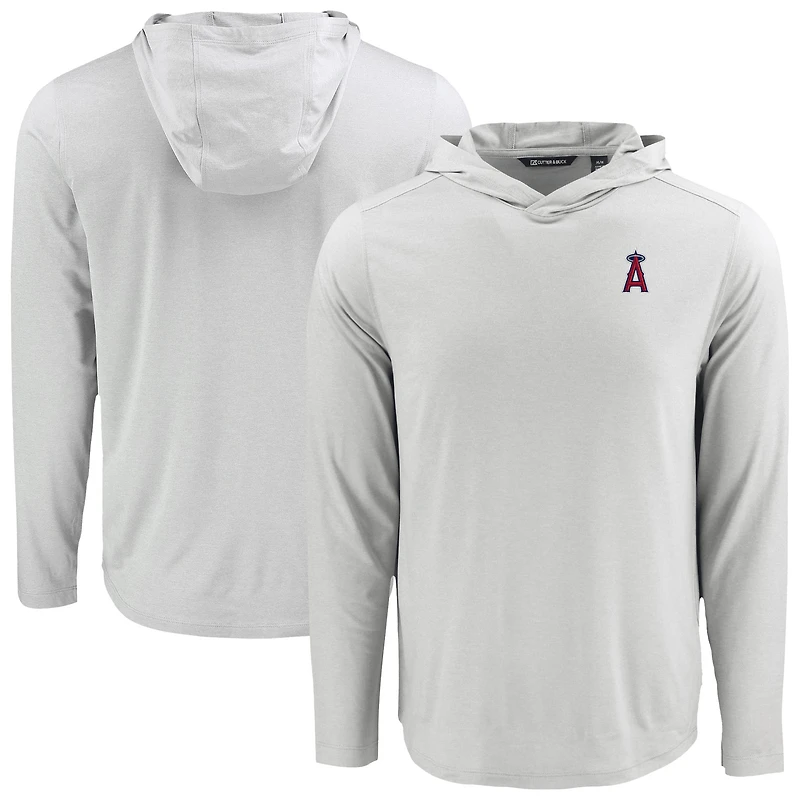 Men's Cutter & Buck Gray Los Angeles Angels Coastline Epic Comfort Recycled Eco Hoodie Long Sleeve T-Shirt