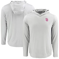 Men's Cutter & Buck Gray San Diego Padres Coastline Epic Comfort Recycled Eco Hoodie Long Sleeve T-Shirt