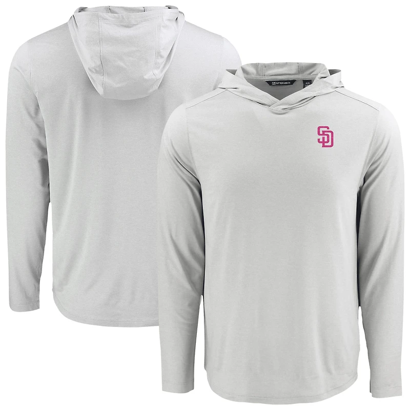 Men's Cutter & Buck Gray San Diego Padres Coastline Epic Comfort Recycled Eco Hoodie Long Sleeve T-Shirt