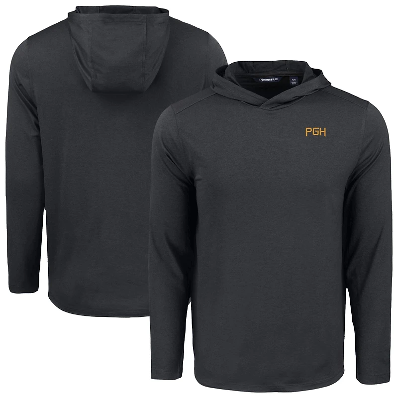 Men's Cutter & Buck Black Pittsburgh Pirates Coastline Epic Comfort Recycled Eco Hoodie Long Sleeve T-Shirt